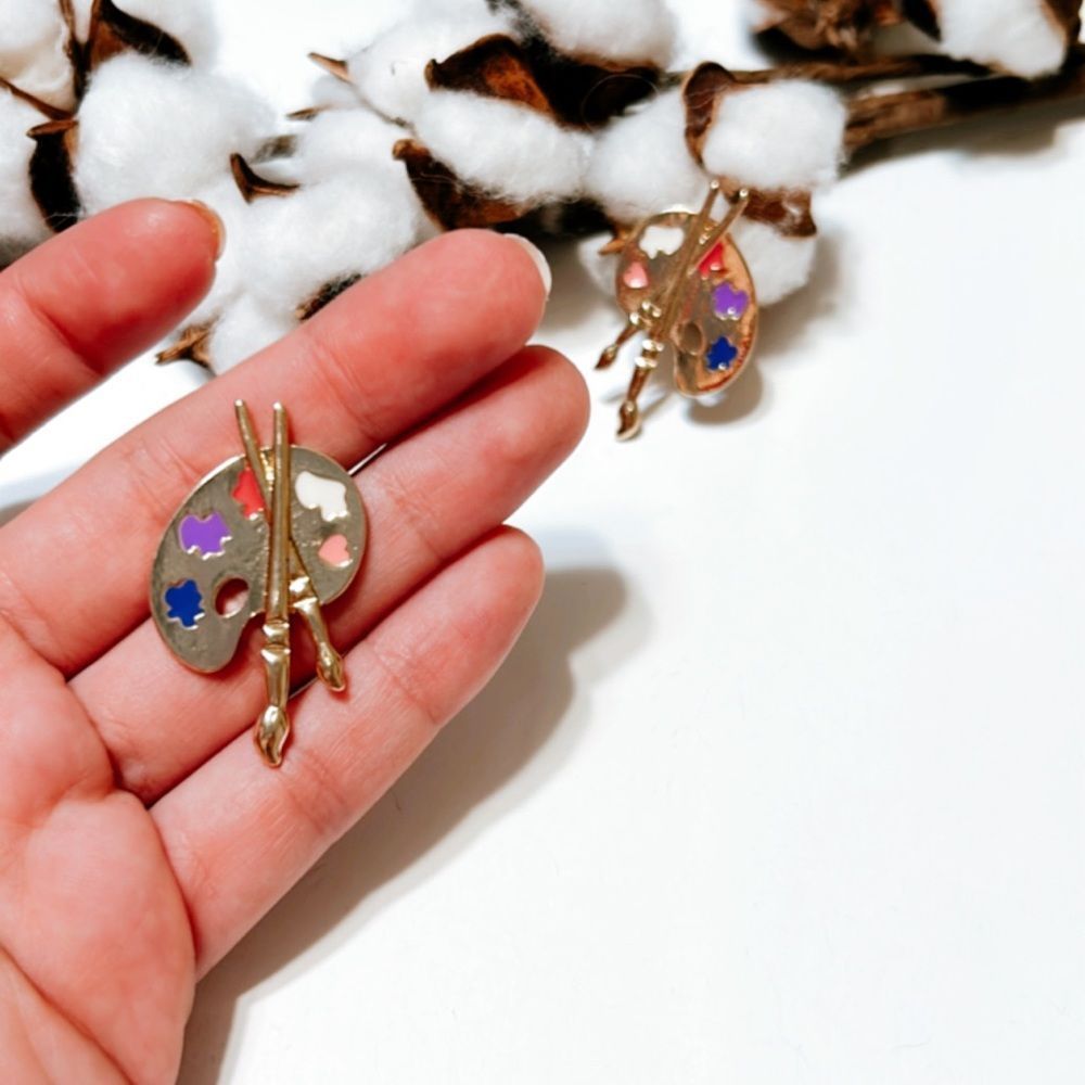 Paint pallet stud earrings N43 - Picture 4 of 5